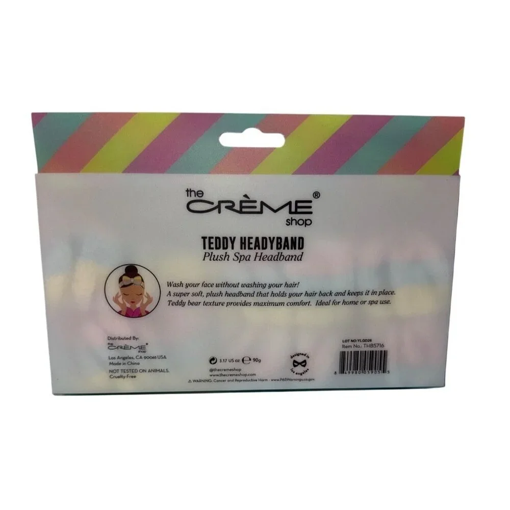 The Creme Shop Headband Headyband Rainbow Plush Bow Spa NEW